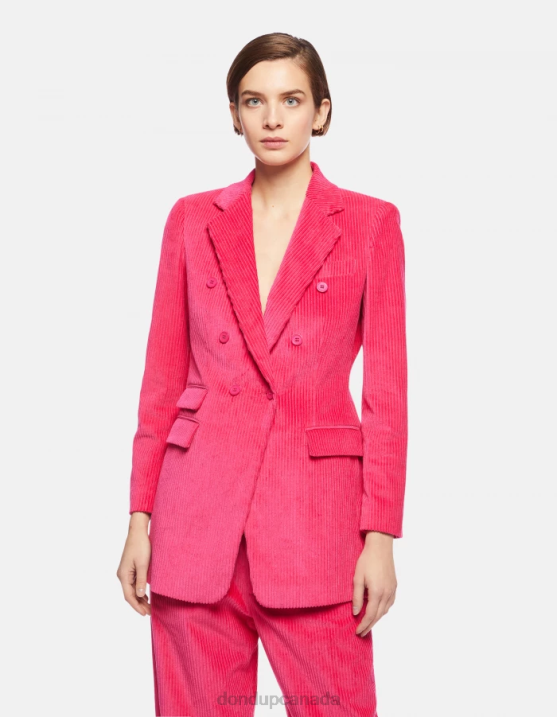 DONDUP Women Double-Breasted Velvet Blazer XF8V384 Apparel Orchid