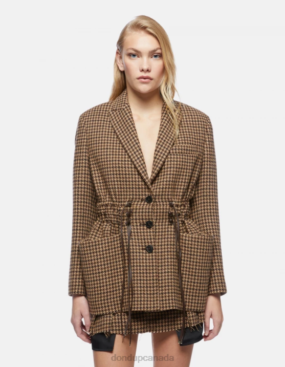 DONDUP Women Single-Breasted Wool-Blend Blazer XF8V371 Apparel Cioccolato