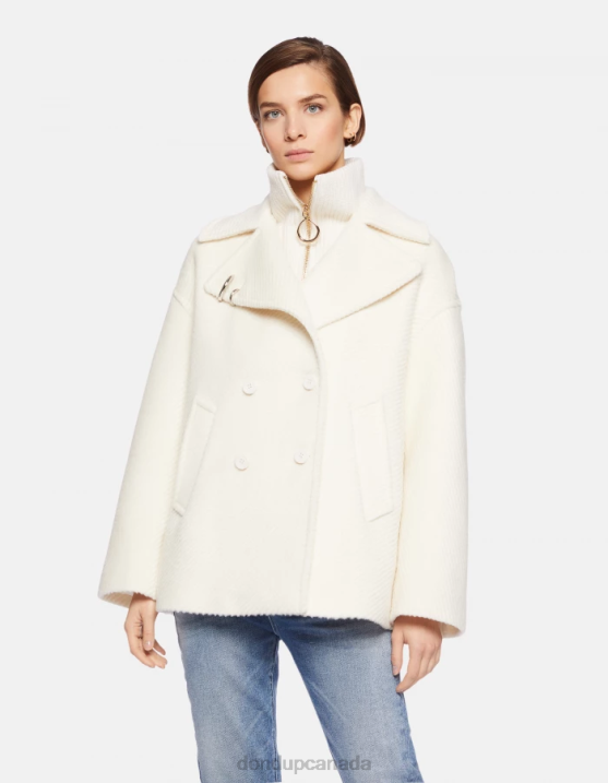 DONDUP Women Double-Breasted Cloth Peacoat XF8V341 Apparel Alabastro