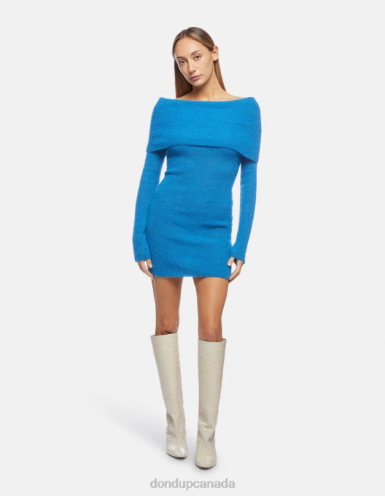 DONDUP Women Short Mohair Dress XF8V294 Apparel Turquoise