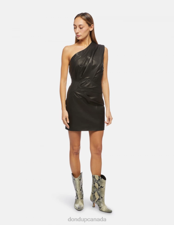 DONDUP Women Short Nappa Leather Dress XF8V291 Apparel Black