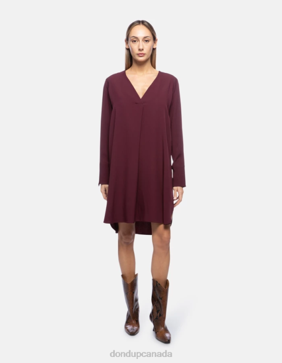 DONDUP Women Short Sable Dress XF8V292 Apparel Prugna
