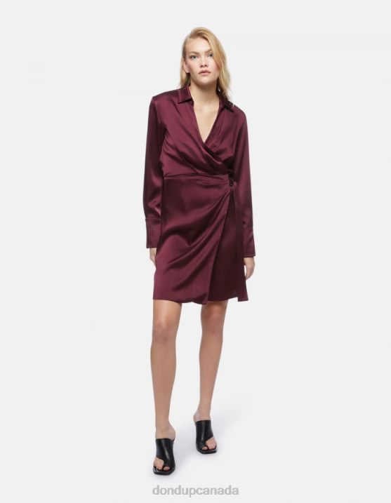 DONDUP Women Short Satin Dress XF8V280 Apparel Prugna
