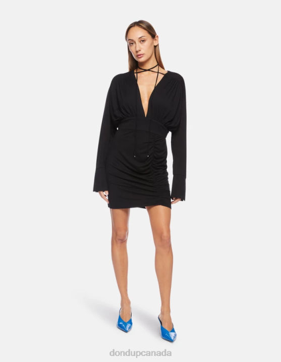 DONDUP Women Short Viscose Dress XF8V282 Apparel Black