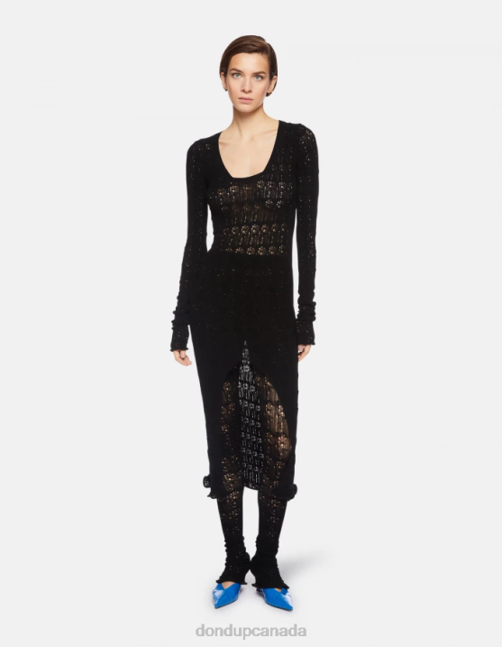 DONDUP Women Slim-Fit Lace Dress XF8V284 Apparel Black