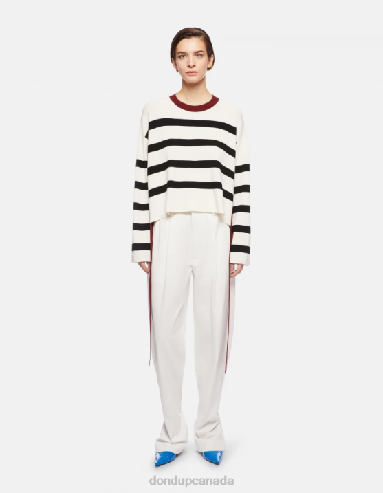 DONDUP Women Crew-Neck Viscose Jumper XF8V339 Apparel Black & White