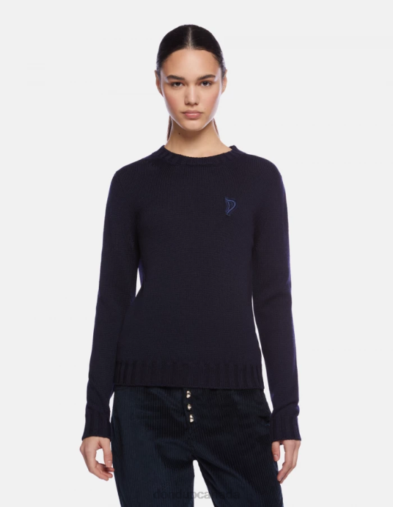DONDUP Women Crew-Neck Wool Jumper XF8V334 Apparel Navy Blue