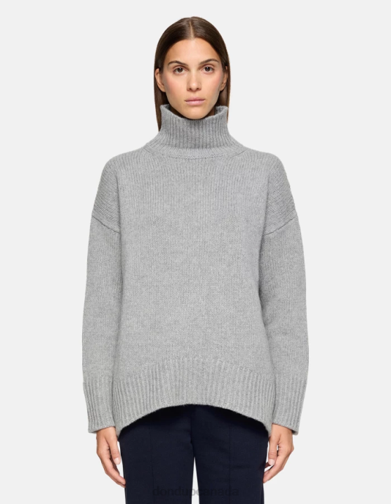 DONDUP Women Oversized Polo Neck Fisherman's Rib Jumper XF8V308 Apparel Grey