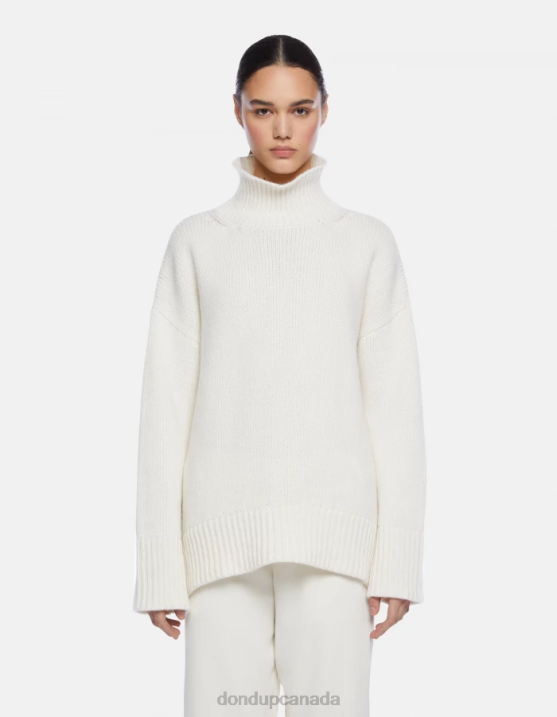 DONDUP Women Oversized Polo Neck Fisherman's Rib Jumper XF8V309 Apparel Alabastro