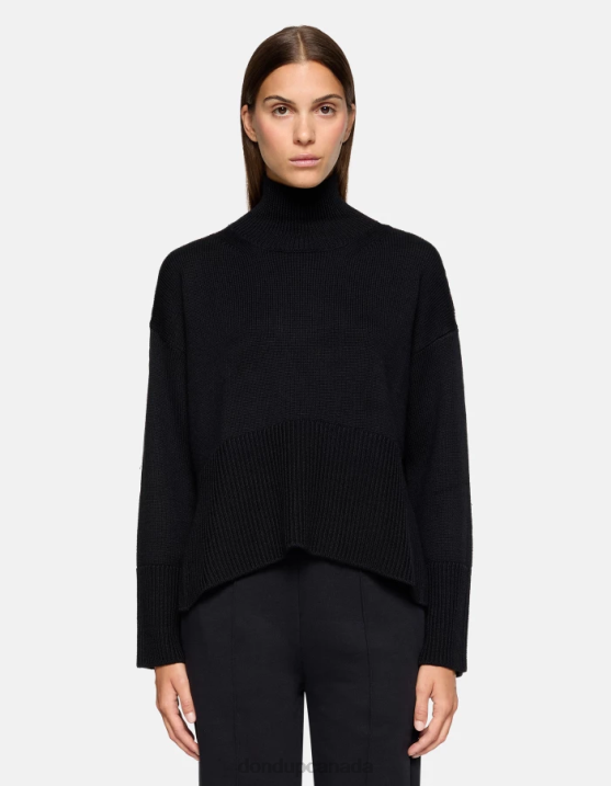 DONDUP Women Oversized Polo Neck Wool Jumper XF8V295 Apparel Black