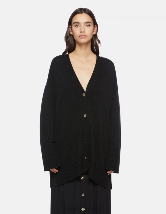 DONDUP Women Oversized Wool Cardigan XF8V318 Apparel Black