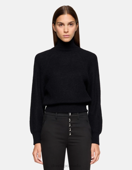 DONDUP Women Regular-Fit Polo Neck Mohair Jumper XF8V303 Apparel Black