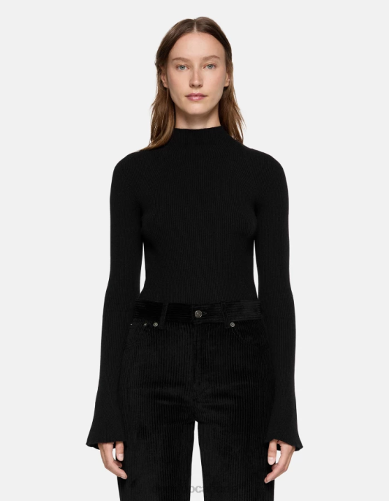 DONDUP Women Slim-Fit Polo Neck Viscose Jumper XF8V305 Apparel Black