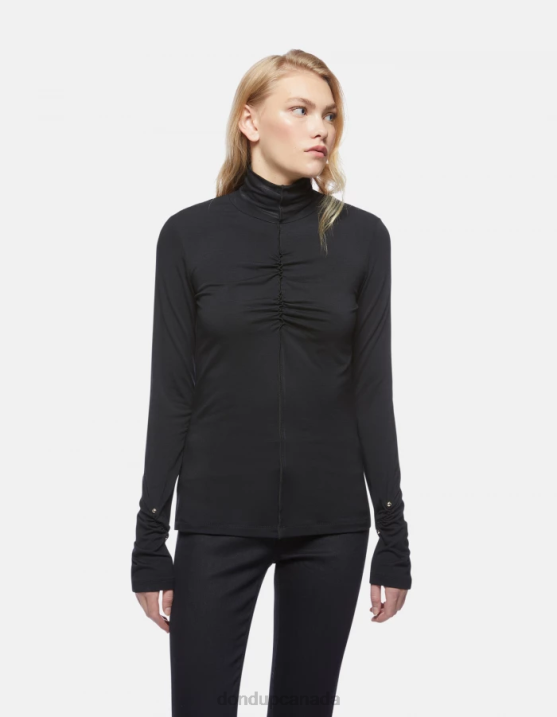 DONDUP Women Slim-Fit Polo Neck Viscose Jumper XF8V440 Apparel Black