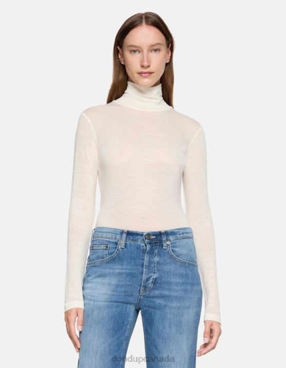 DONDUP Women Slim-Fit Polo Neck Wool Jumper XF8V435 Apparel Burro