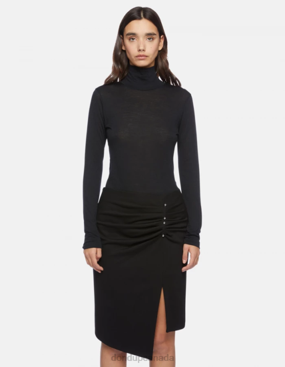 DONDUP Women Slim-Fit Polo Neck Wool Jumper XF8V436 Apparel Black