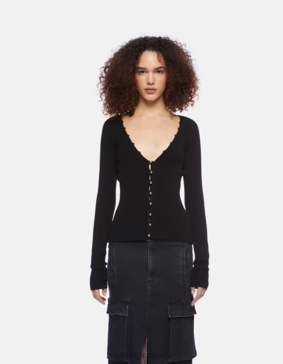 DONDUP Women Slim-Fit Viscose Cardigan XF8V337 Apparel Black
