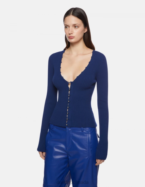 DONDUP Women Slim-Fit Viscose Cardigan XF8V338 Apparel Blue