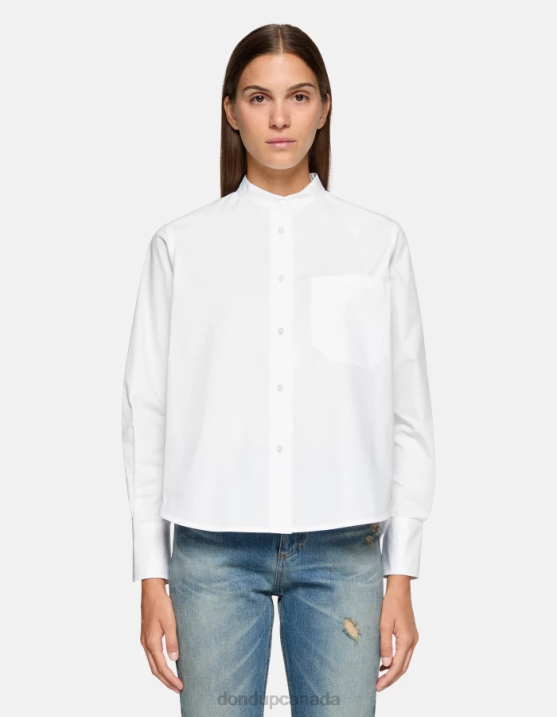 DONDUP Women Regular-Fit Poplin Shirt XF8V260 Apparel White