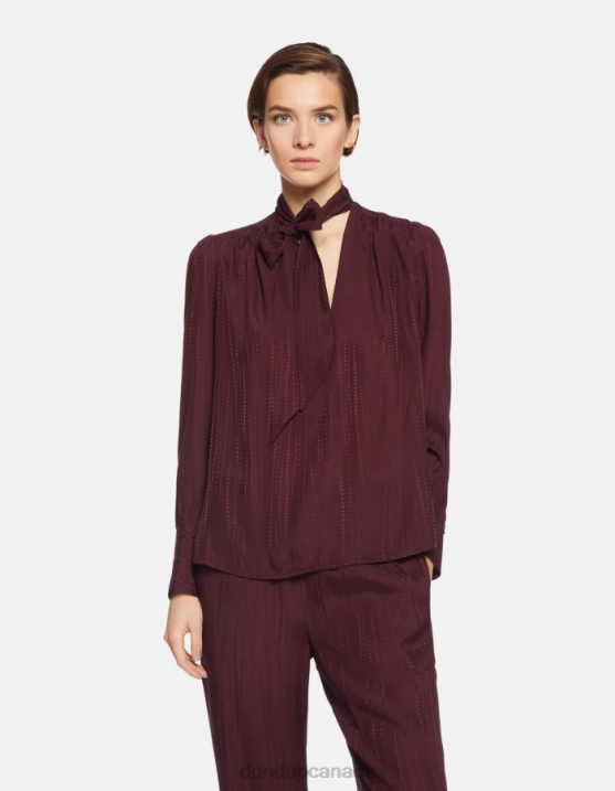 DONDUP Women Regular-Fit Silk-Blend Shirt XF8V269 Apparel Prugna
