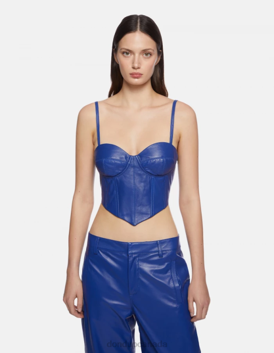 DONDUP Women Slim-Fit Nappa Leather Top XF8V264 Apparel Royal Blue