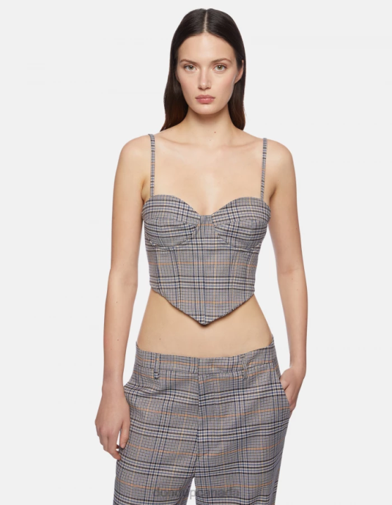 DONDUP Women Slim-Fit Prince Of Wales Check Top XF8V265 Apparel Blue