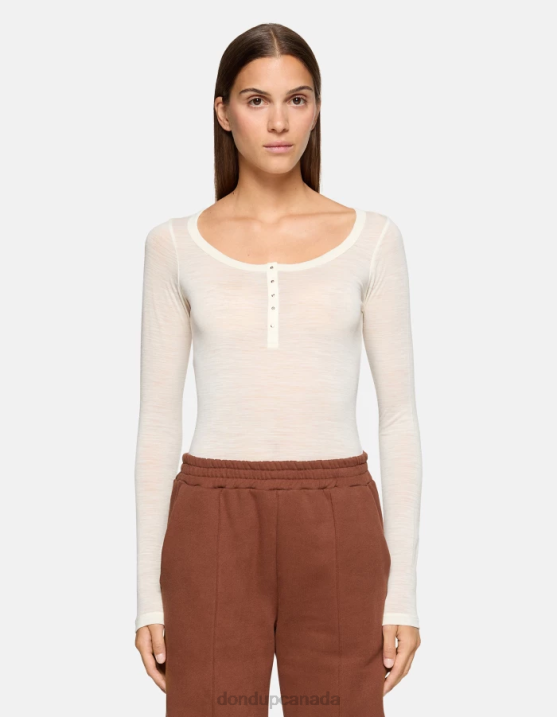 DONDUP Women Slim-Fit Wool Henley Top XF8V431 Apparel Burro