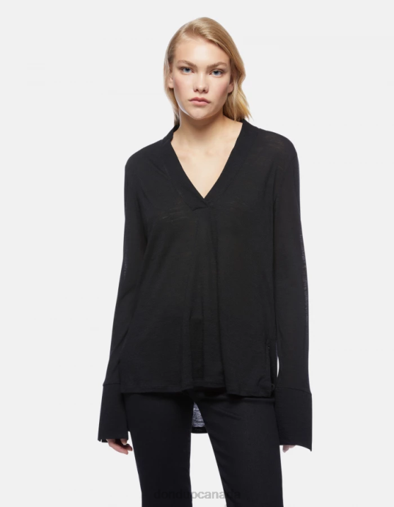 DONDUP Women Oversized Wool T-Shirt XF8V441 Apparel Black