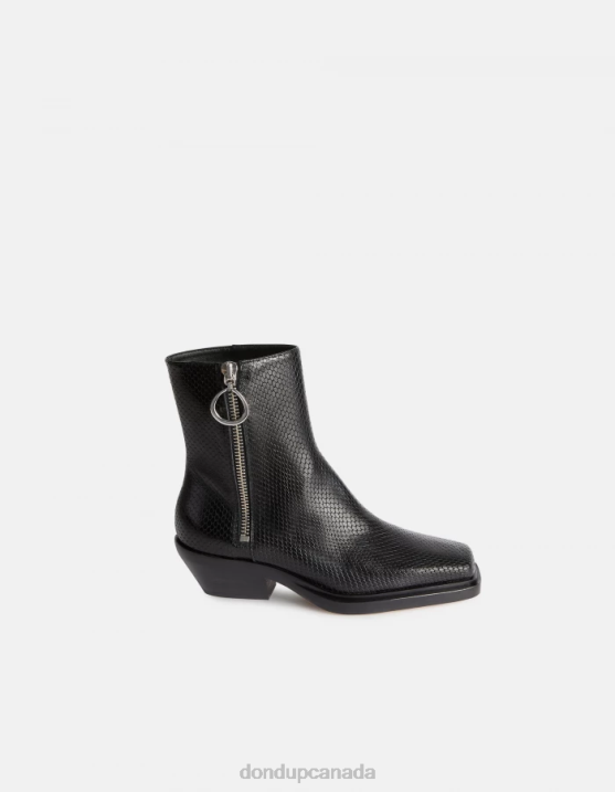 DONDUP Women Western Boots in Python-Print Effect Leather XF8V461 Footwear Black