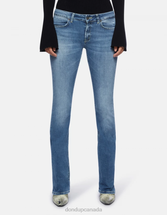 DONDUP Women Lola Bootcut Jeans in Stretch Denim XF8V97 Apparel Blue