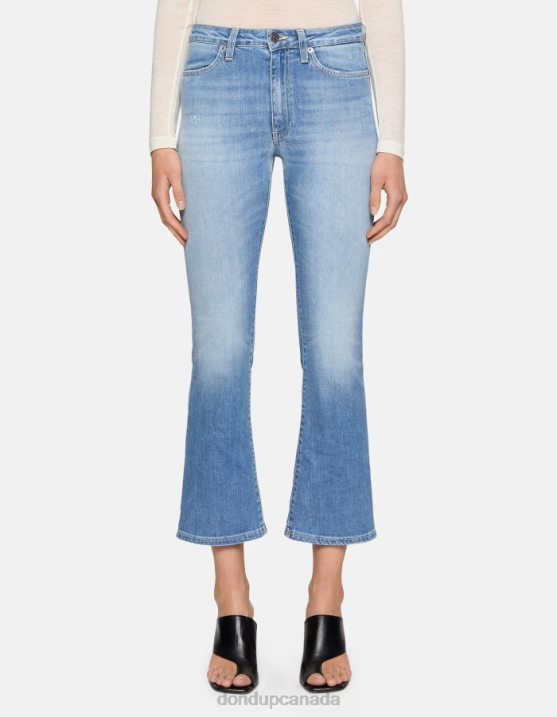 DONDUP Women Mandy Super Skinny Bootcut Jeans in Stretch Denim XF8V52 Apparel Blue