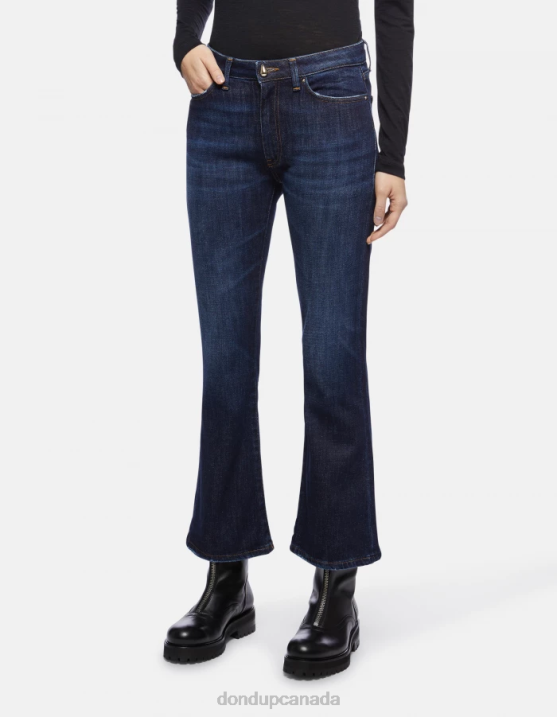DONDUP Women Mandy Super Skinny Bootcut Jeans in Stretch Denim XF8V85 Apparel Blue
