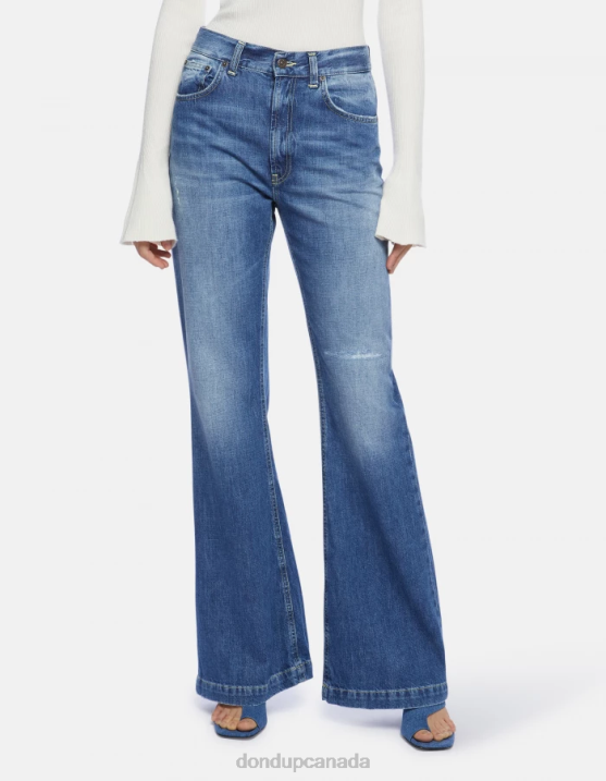 DONDUP Women Olivia Bootcut Rigid Denim Jeans XF8V94 Apparel Blue
