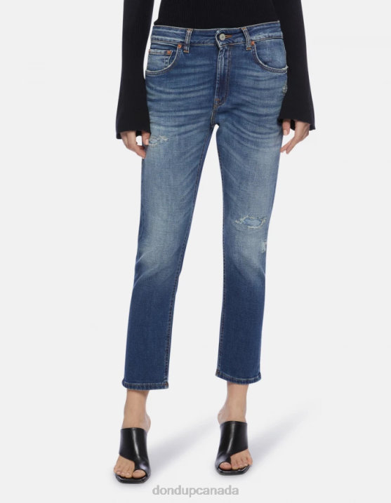 DONDUP Women Mila Carrot-Fit Stretch Denim Jeans XF8V76 Apparel Blue