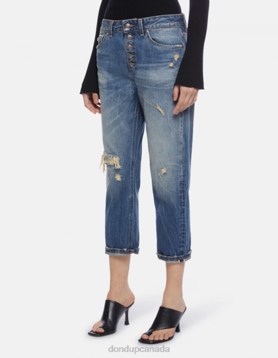 DONDUP Women Koons Loose-Fit Rigid Selvedge Denim Jeans XF8V110 Apparel Blue
