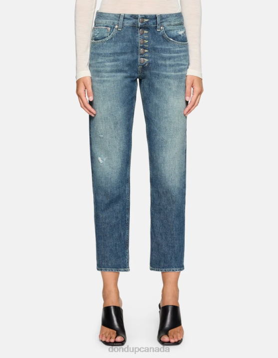 DONDUP Women Koons Loose-Fit Rigid Selvedge Denim Jeans XF8V98 Apparel Blue