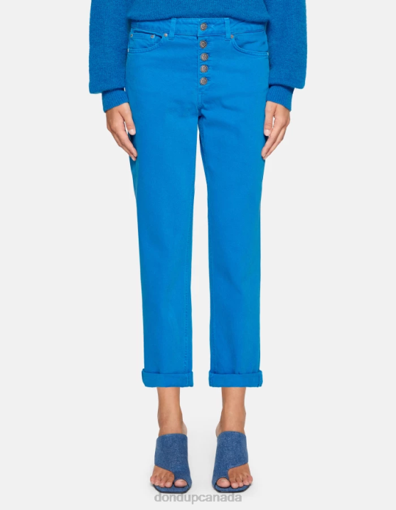 DONDUP Women Koons Loose-Fit Stretch Bull Denim Jeans XF8V35 Apparel Turquoise