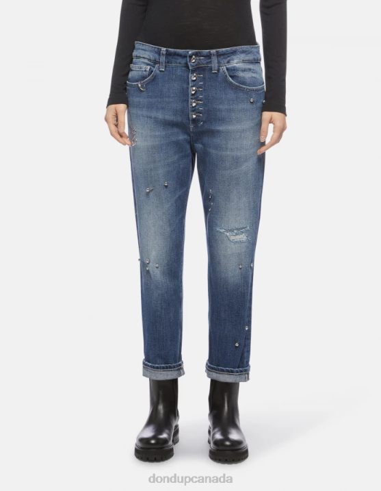 DONDUP Women Koons Loose-Fit Stretch Denim Jeans XF8V113 Apparel Blue