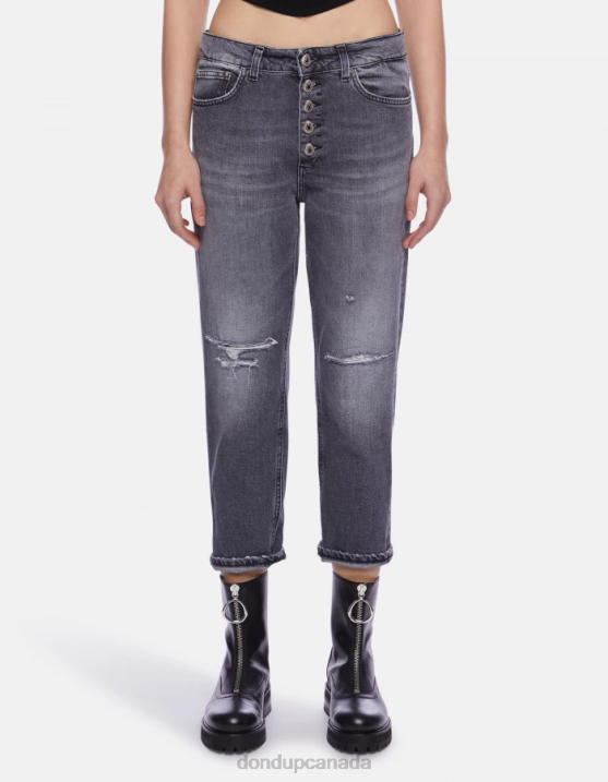 DONDUP Women Koons Loose-Fit Stretch Denim Jeans XF8V114 Apparel Black