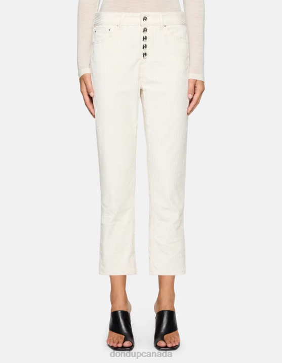 DONDUP Women Koons Loose-Fit Velvet Trousers XF8V107 Apparel Alabastro