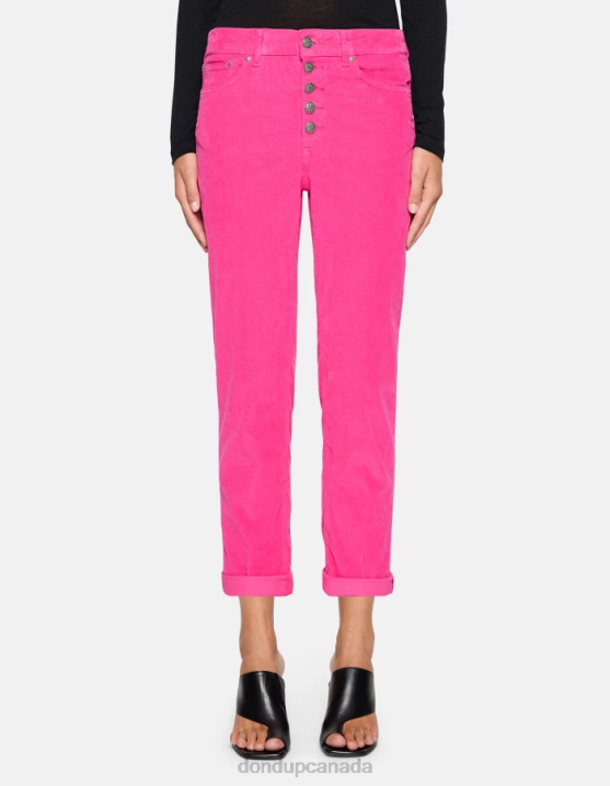 DONDUP Women Koons Loose-Fit Velvet Trousers XF8V72 Apparel Orchid
