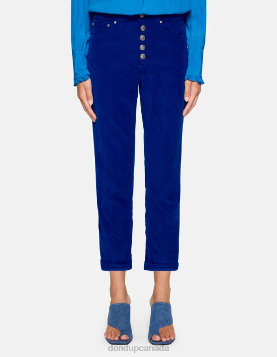DONDUP Women Koons Loose-Fit Velvet Trousers XF8V74 Apparel Royal Blue