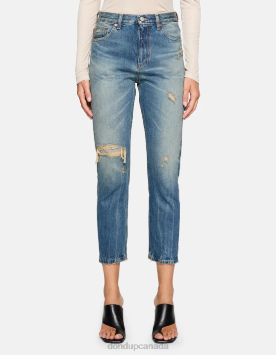 DONDUP Women Cindy Regular-Fit Jeans in Rigid Selvedge Denim XF8V30 Apparel Blue