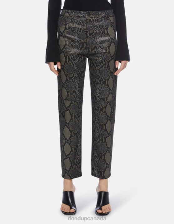 DONDUP Women Nicole Regular-Fit Printed Cotton Trousers XF8V82 Apparel Black