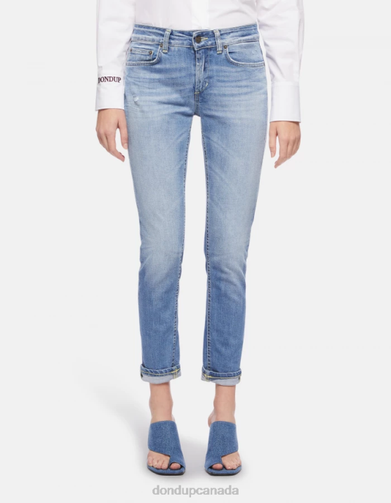 DONDUP Women Monroe Skinny Jeans in Stretch Denim XF8V99 Apparel Blue