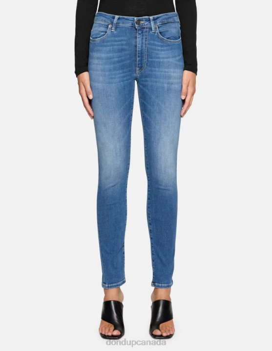 DONDUP Women Iris Super Skinny Jeans in Stretch Denim XF8V38 Apparel Blue