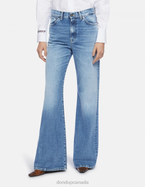 DONDUP Women Amber Wide-Leg Rigid Denim Jeans XF8V96 Apparel Blue