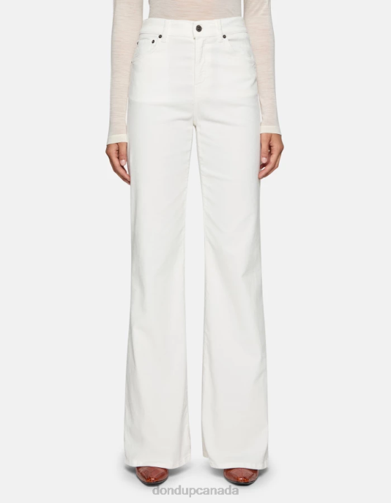 DONDUP Women Amber Wide-Leg Velvet Trousers XF8V29 Apparel Alabastro