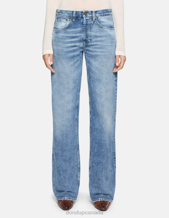 DONDUP Women Jacklyn Wide-Leg Rigid Denim Jeans XF8V81 Apparel Blue