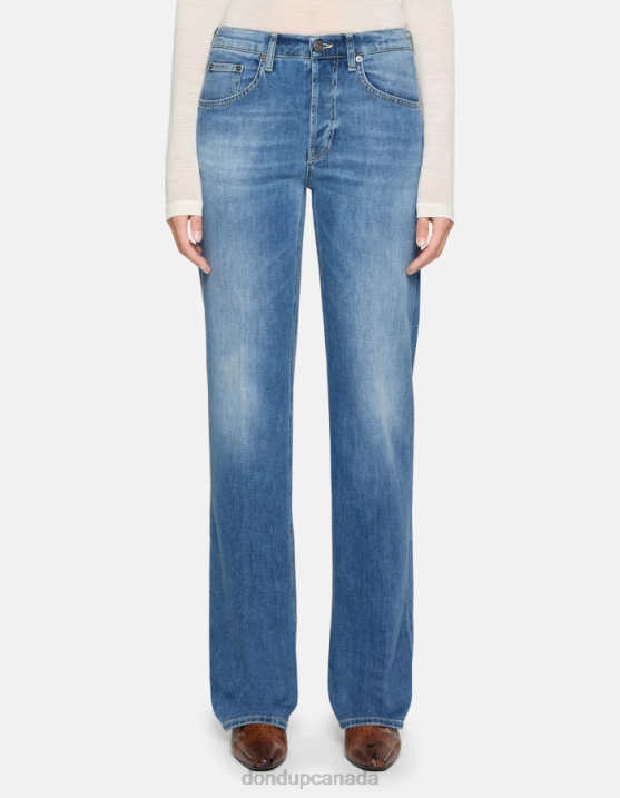 DONDUP Women Jacklyn Wide-Leg Stretch Denim Jeans XF8V39 Apparel Blue